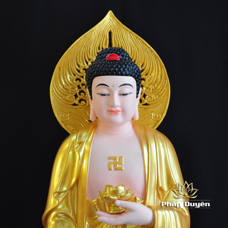 Bộ Tây Phương Tam Thánh Đứng, Chất Liệu Composit Sơn Vàng, Cao 70cm - Ảnh 3