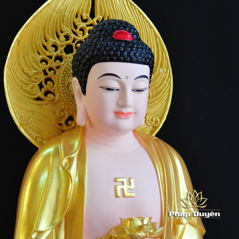 Bộ Tây Phương Tam Thánh Đứng, Chất Liệu Composit Sơn Vàng, Cao 70cm - Ảnh 4