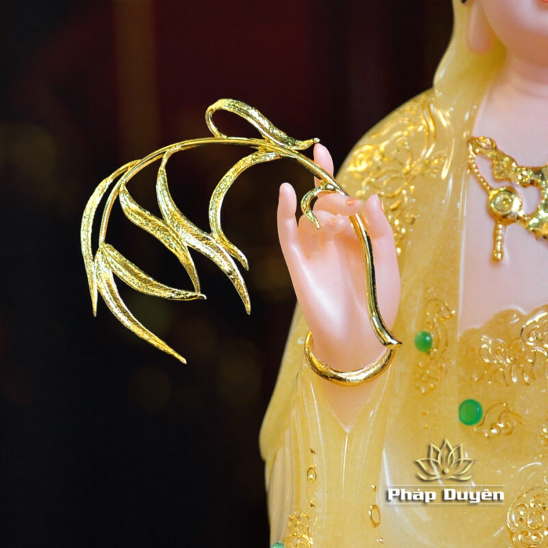 Tượng Quan Âm Bồ Tát Ngồi Đế Non Nước Bột Đá Thạch Anh, Cao 30cm - Ảnh 5