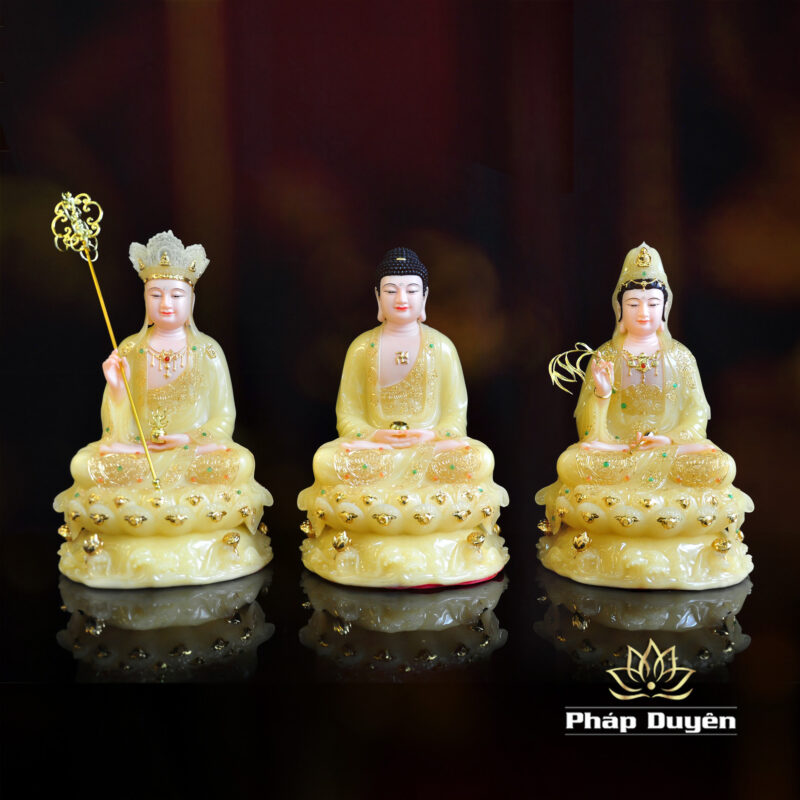 Tượng Quan Âm Bồ Tát Ngồi Đế Non Nước Bột Đá Thạch Anh, Cao 30cm - Ảnh 9