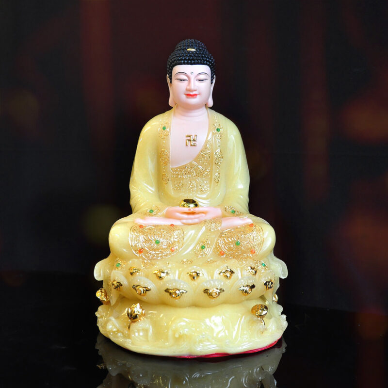 Tượng Phật Thích Ca Ngồi Đế Non Nước Bột Đá Thạch Anh, Cao 30cm
