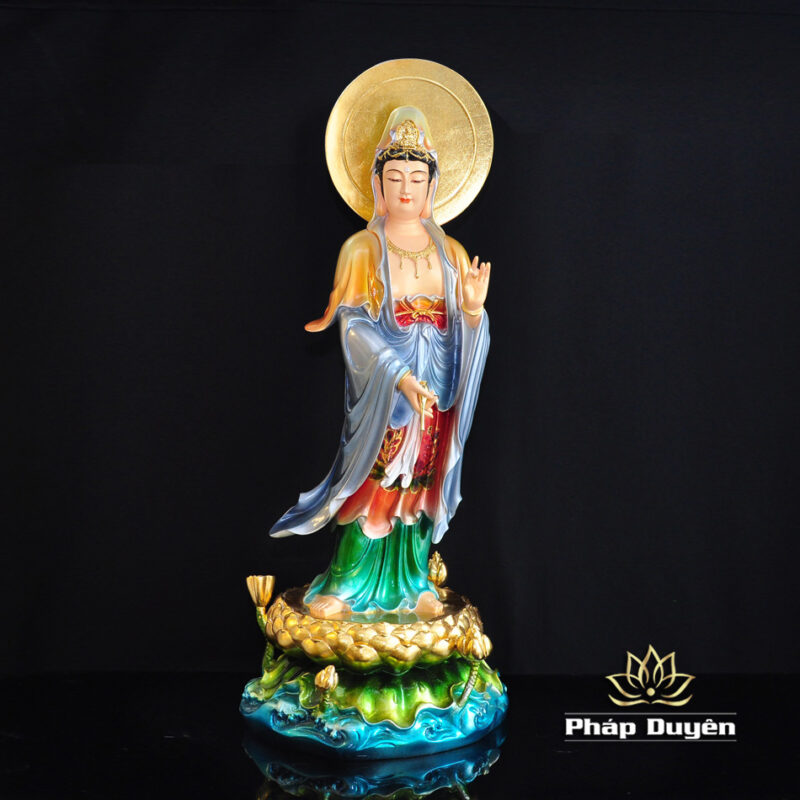 Bộ Tượng Tây Phương Tam Thánh Màu Đồng Cao Cấp Có Hào Quang, Chất Liệu Composite, Cao 80cm (Tổng Hào Quang 90cm) - Ảnh 6