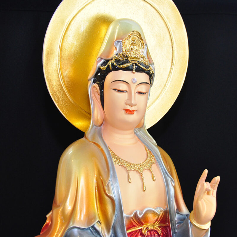 Bộ Tượng Tây Phương Tam Thánh Màu Đồng Cao Cấp Có Hào Quang, Chất Liệu Composite, Cao 80cm (Tổng Hào Quang 90cm) - Ảnh 7
