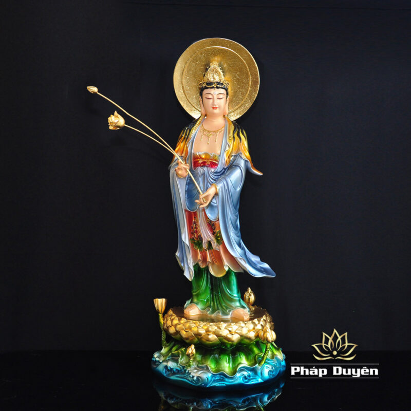 Bộ Tượng Tây Phương Tam Thánh Màu Đồng Cao Cấp Có Hào Quang, Chất Liệu Composite, Cao 80cm (Tổng Hào Quang 90cm) - Ảnh 10