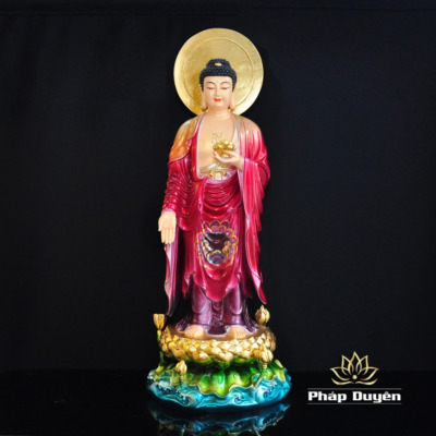 Alternative view of Bộ Tượng Tây Phương Tam Thánh Màu Đồng Cao Cấp Có Hào Quang, Chất Liệu Composite, Cao 80cm (Tổng Hào Quang 90cm)