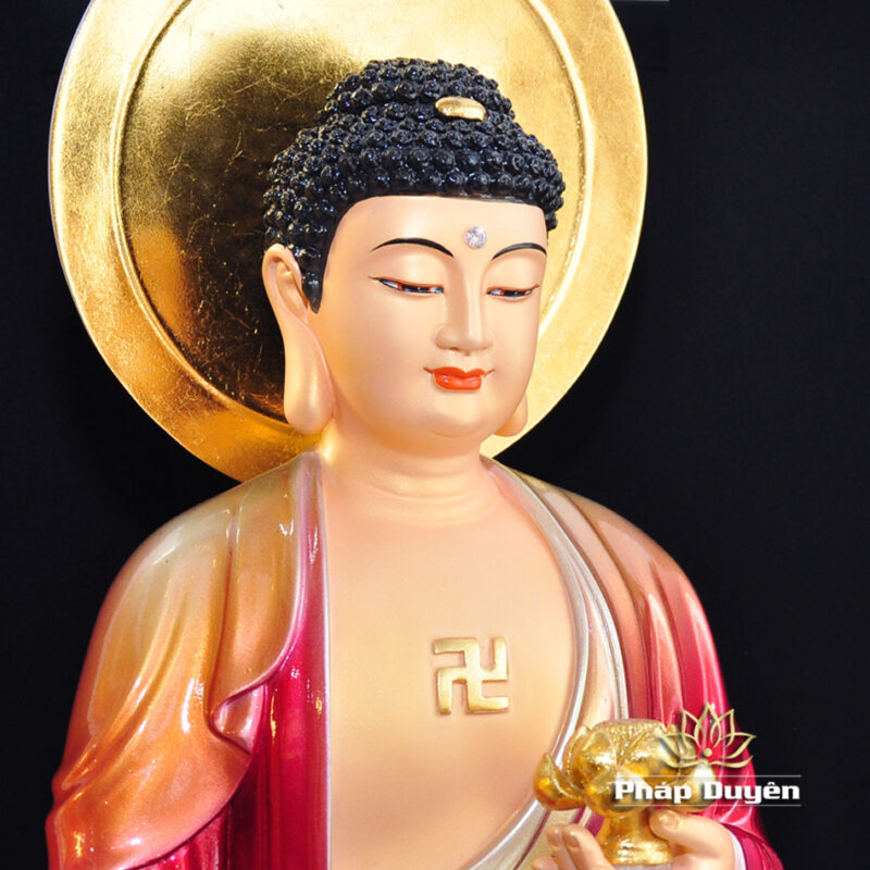 Bộ Tượng Tây Phương Tam Thánh Màu Đồng Cao Cấp Có Hào Quang, Chất Liệu Composite, Cao 80cm (Tổng Hào Quang 90cm) - Ảnh 3