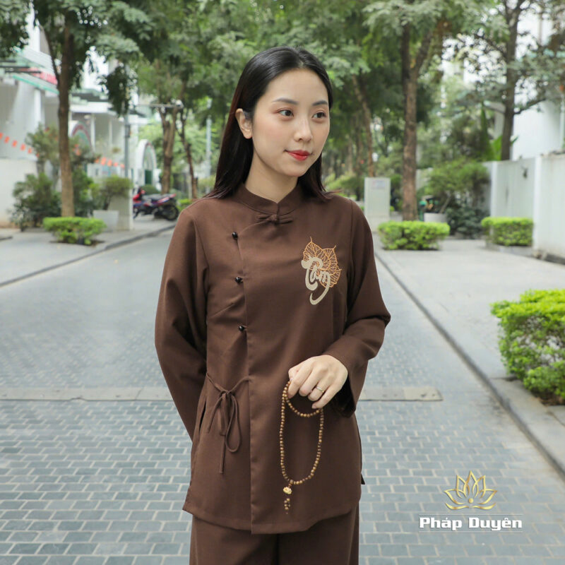 Bộ Pháp Phục Nữ Tâm Bồ Đề, Vải Đũi Tằm - Quần Áo Đi Chùa Trang Nghiêm - Ảnh 2