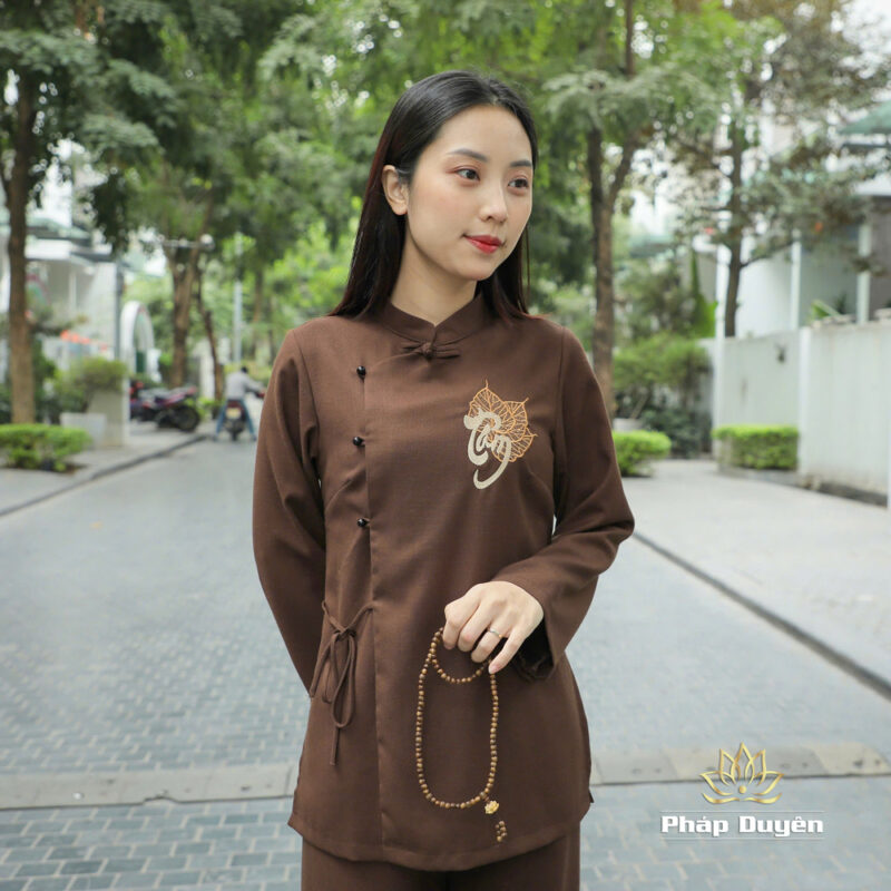 Bộ Pháp Phục Nữ Tâm Bồ Đề, Vải Đũi Tằm - Quần Áo Đi Chùa Trang Nghiêm - Ảnh 4