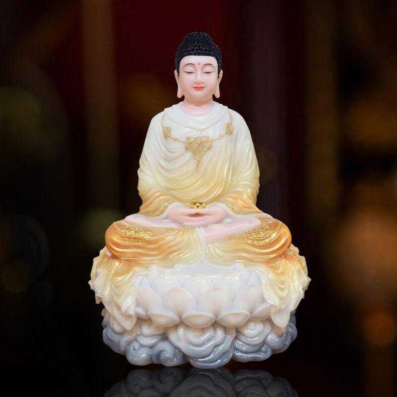 Tượng Thích Ca Mâu Ni Ngồi, Bằng Bột Đá Sơn Phú Quý, Cao 66cm