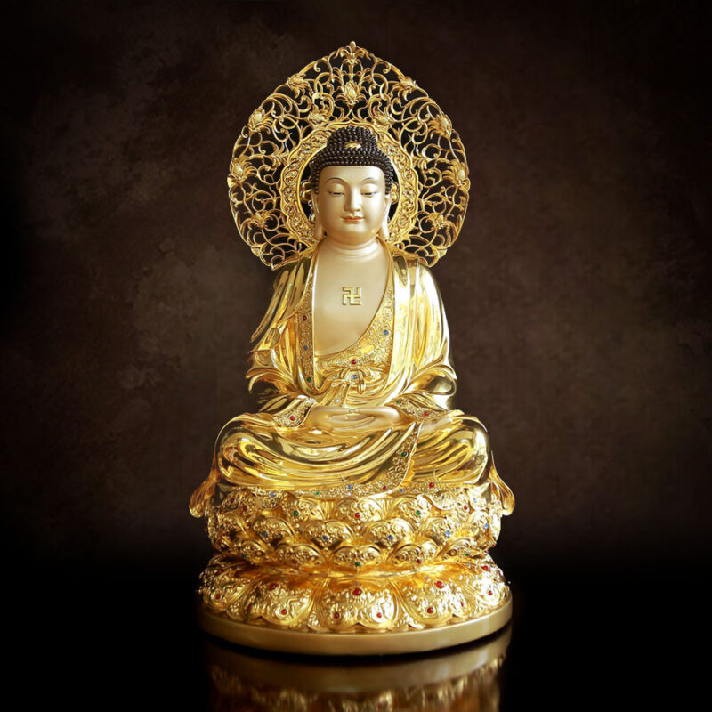 Tượng Bổn Sư Thích Ca Đồng, Cao 66cm (Tổng Lá Đề 80cm)