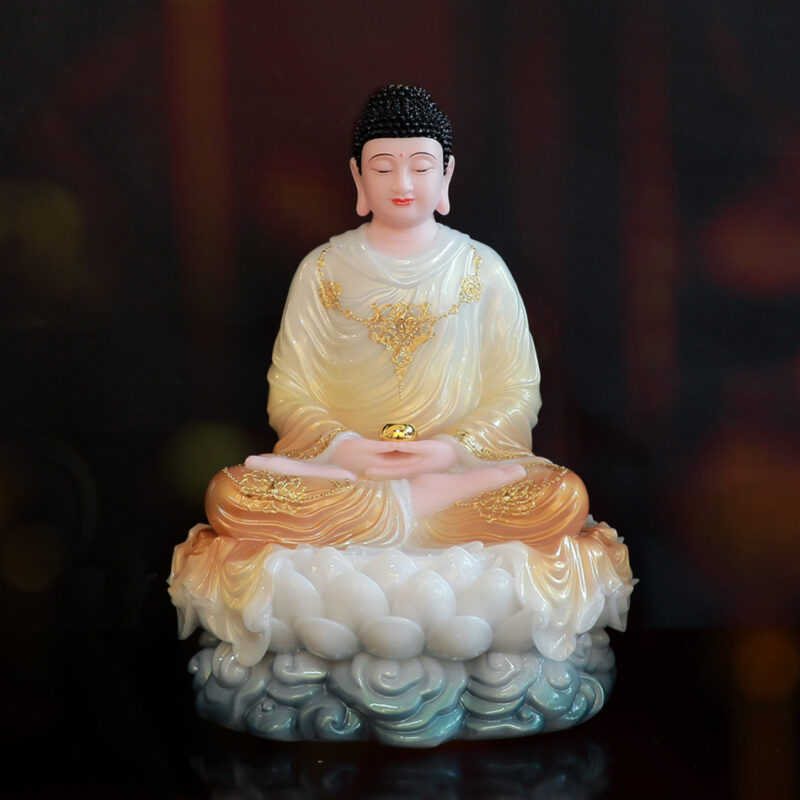 Tượng Thích Ca Mâu Ni Ngồi, Bằng Bột Đá Sơn Phú Quý, Cao 48cm