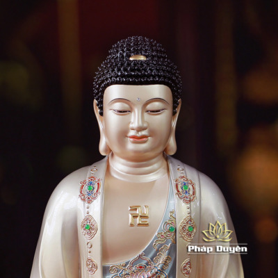 Alternative view of Tượng Phật Thích Ca Mâu Ni Ngồi Non Nước, Bằng Đồng Sơn Màu, Cao 40cm/48cm