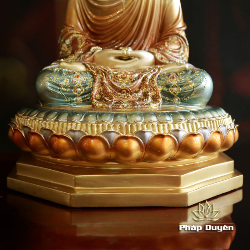 Tượng Thích Ca Ngồi Tĩnh Tâm, Chất Liệu Đồng, Sơn Men Cổ, Cao 48cm - Ảnh 5