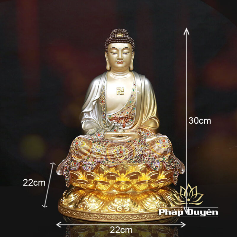 Tượng Bổn Sư Thích Ca, Chất Liệu Đồng Sơn Men Cổ, Cao 30cm, 40cm, 60cm - Ảnh 7
