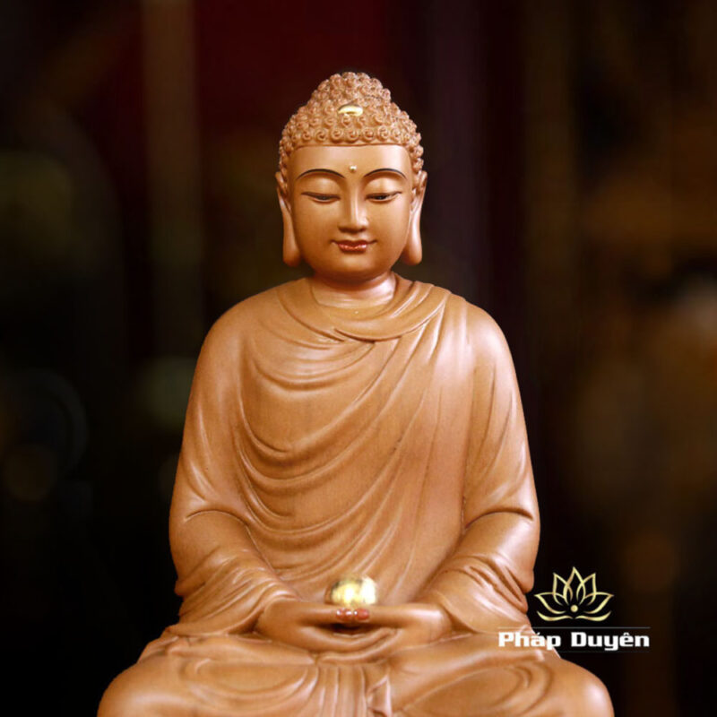 Bộ Tượng Ta Bà Tam Thánh Ngồi Đài Sen, Bằng Gỗ Hương Chương, Cao 30cm - Ảnh 5