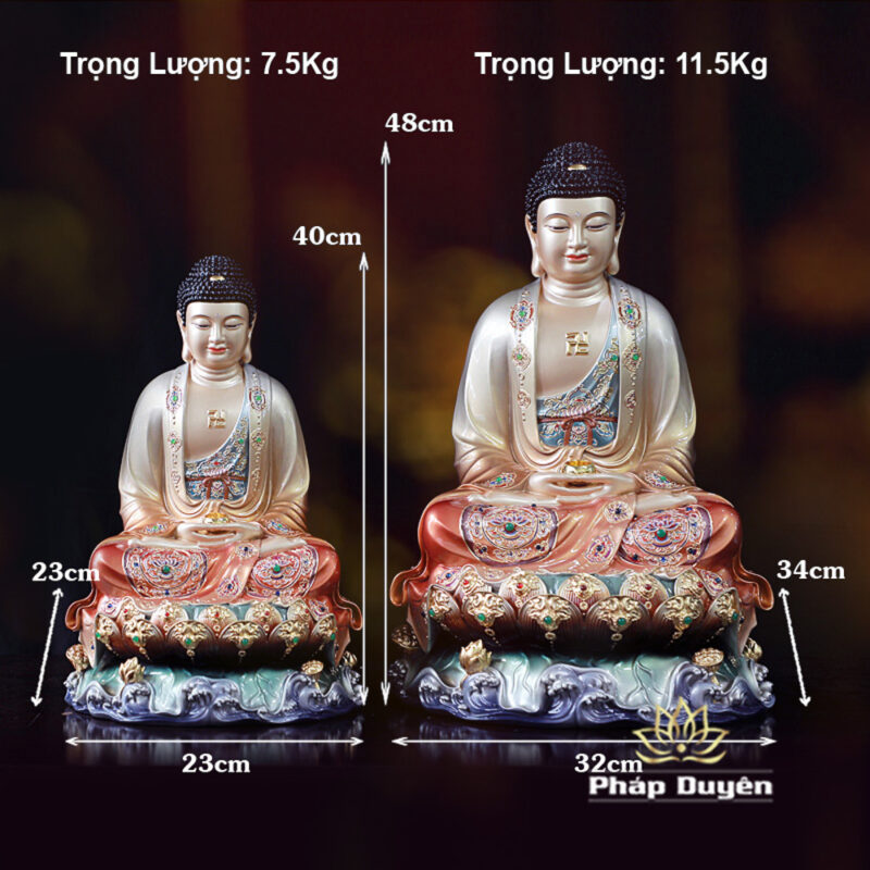 Tượng Thích Ca Mâu Ni Ngồi Non Nước, Bằng Đồng Sơn Màu, Cao 40cm - Ảnh 8