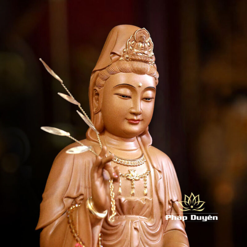 Bộ Tượng Ta Bà Tam Thánh Ngồi Đài Sen, Bằng Gỗ Hương Chương, Cao 30cm - Ảnh 9