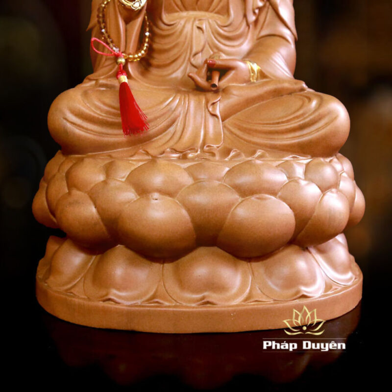 Bộ Tượng Ta Bà Tam Thánh Ngồi Đài Sen, Bằng Gỗ Hương Chương, Cao 30cm - Ảnh 11