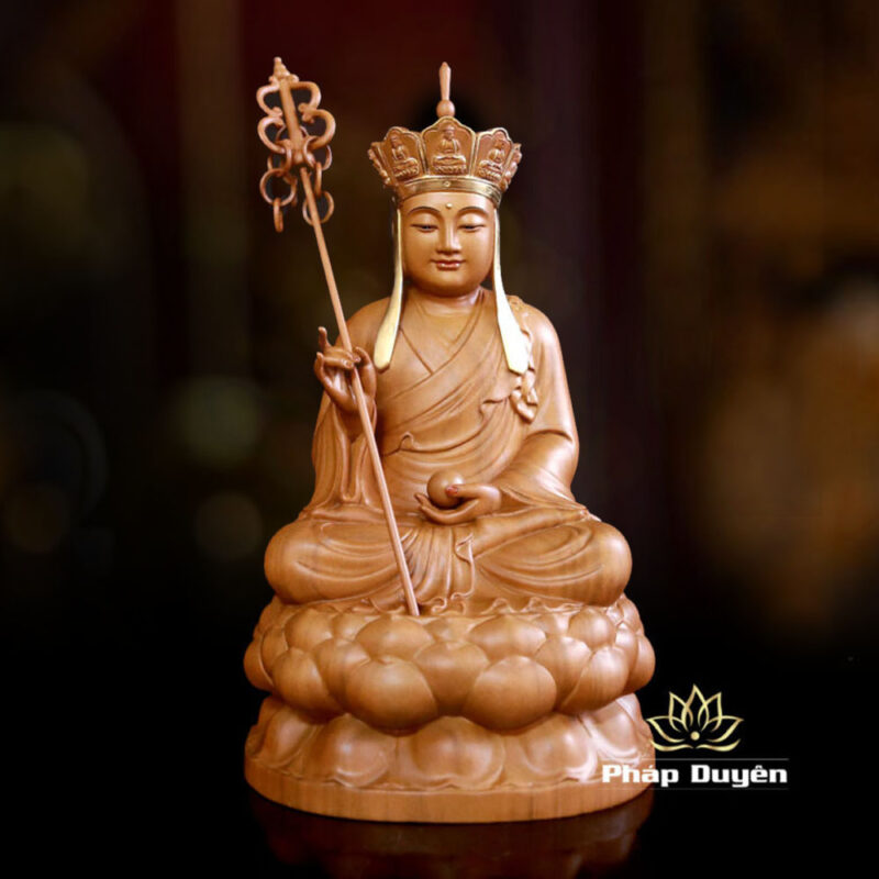Bộ Tượng Ta Bà Tam Thánh Ngồi Đài Sen, Bằng Gỗ Hương Chương, Cao 30cm - Ảnh 12