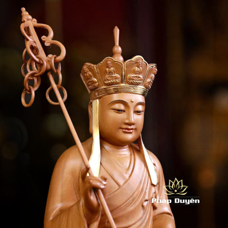 Bộ Tượng Ta Bà Tam Thánh Ngồi Đài Sen, Bằng Gỗ Hương Chương, Cao 30cm - Ảnh 14