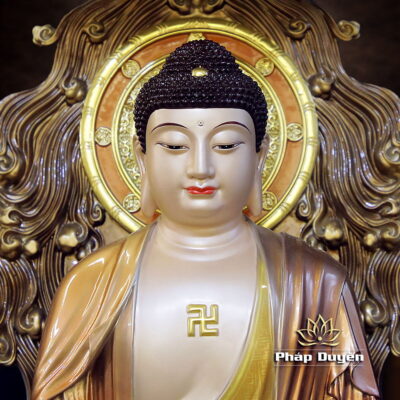 Alternative view of Tượng Phật Bổn Sư Thích Ca Ngồi Non Nước, Bằng Đồng, Có Lọng Che, Cao 40-48cm