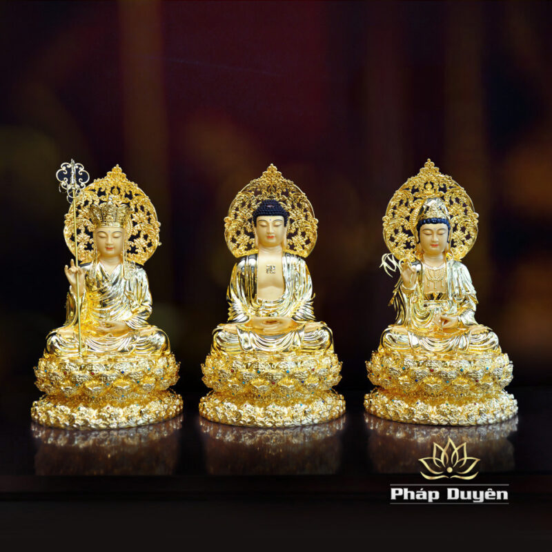 Tượng Thích Ca Mâu Ni Ngồi, Kiểu 3 Dát Vàng Ấn Bảo, Cao 40cm (Tổng Lá Đề 48cm) - Ảnh 6