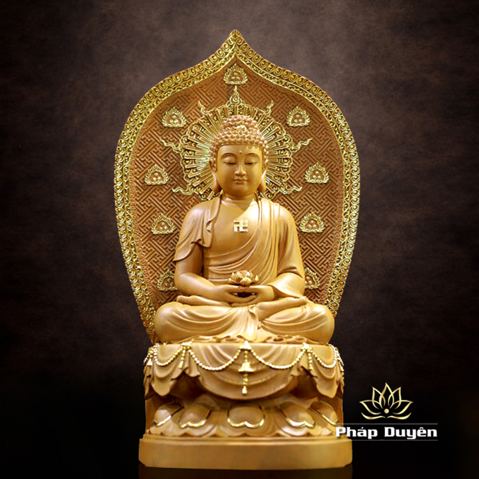 Tượng Ngài A Di Đà Ngồi, Bằng Gỗ Hương Chương (Long Não), Cao 40cm - 66cm - ảnh 5