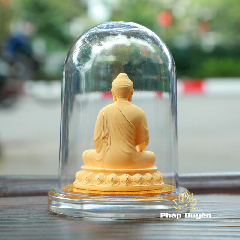 Tượng Để Xe Hình Phật A Di Đà Ngồi, Nhung Vàng Kim Sa, Cao 11cm - Ảnh 5