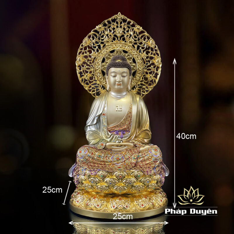 Tượng Phật Bổn Sư Thích Ca Bằng Đồng Men Cổ, Cao 40cm - Ảnh 6