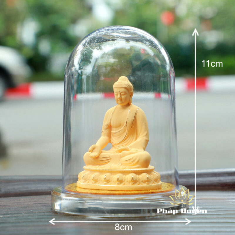 Tượng Để Xe Hình Phật A Di Đà Ngồi, Nhung Vàng Kim Sa, Cao 11cm - Ảnh 7