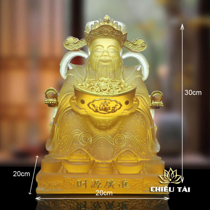 Tượng Thần Tiền Lưu Ly Hổ Phách Viền Vàng, Cao 30cm - Ảnh 9