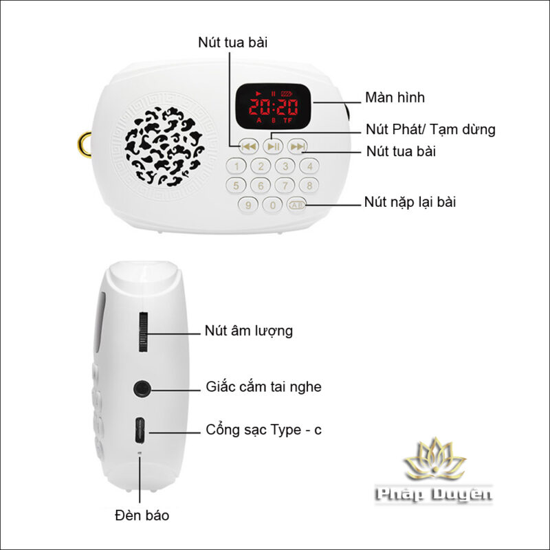 Máy Nghe Pháp Dùng Thẻ Nhớ, Hiệu 912 Màu Trắng - Ảnh 8