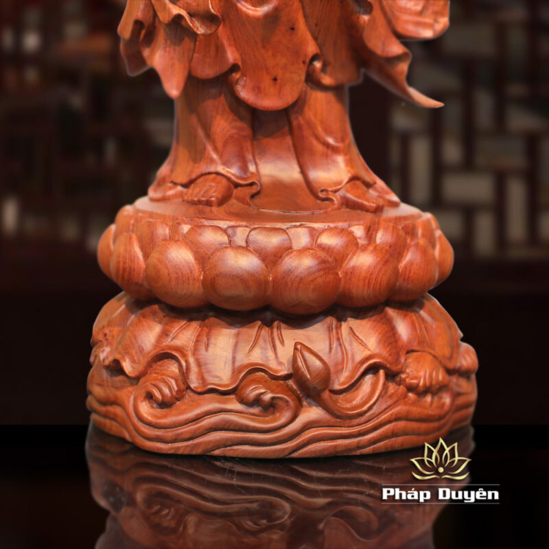 Bộ Tượng Tây Phương Tam Thánh Đứng, Bằng Gỗ Hương, Cao 50cm (Tổng Lá Đề 63cm) - Ảnh 11
