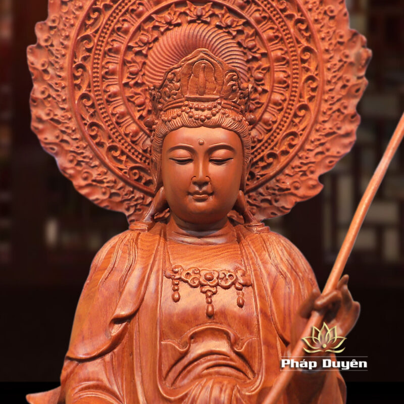 Bộ Tượng Tây Phương Tam Thánh Đứng, Bằng Gỗ Hương, Cao 50cm (Tổng Lá Đề 63cm) - Ảnh 13
