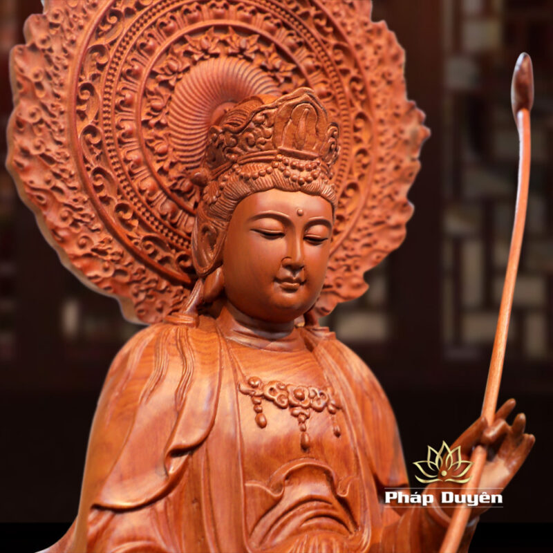 Bộ Tượng Tây Phương Tam Thánh Đứng, Bằng Gỗ Hương, Cao 50cm (Tổng Lá Đề 63cm) - Ảnh 14