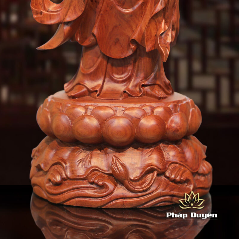Bộ Tượng Tây Phương Tam Thánh Đứng, Bằng Gỗ Hương, Cao 50cm (Tổng Lá Đề 63cm) - Ảnh 16