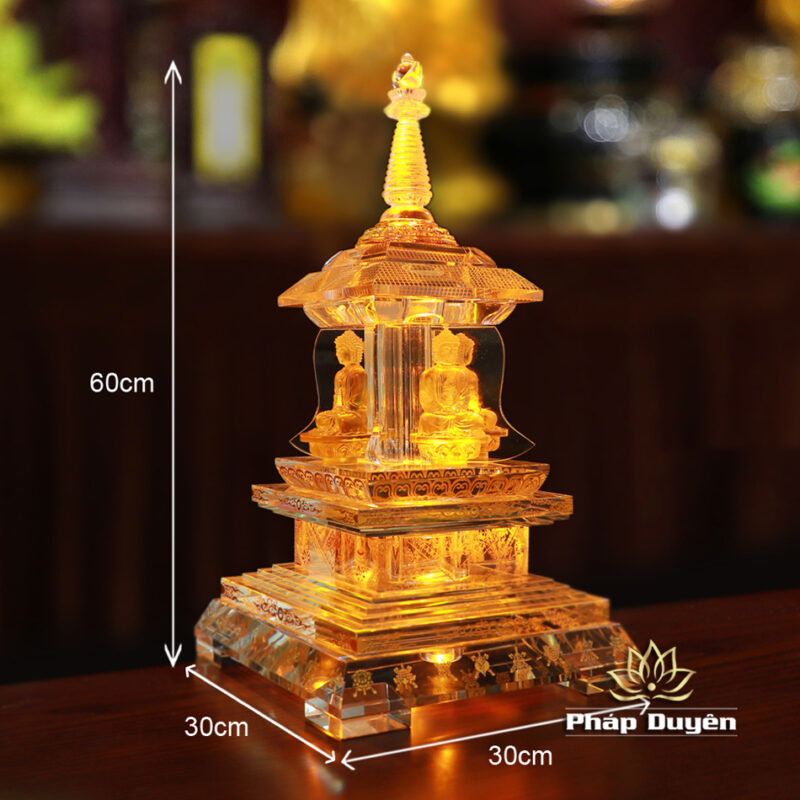 Tháp Xá Lợi Tứ Diện Phật, Thủy Tinh Cao 60cm - Ảnh 13