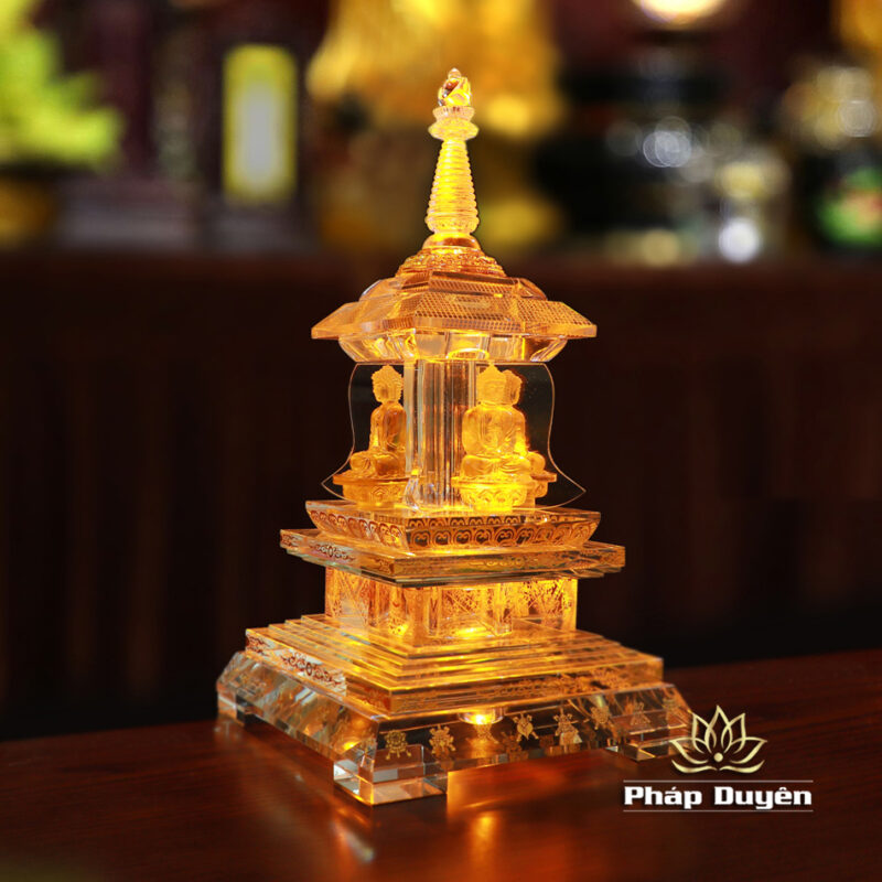 Tháp Xá Lợi Tứ Diện Phật, Thủy Tinh Cao 60cm - Ảnh 2