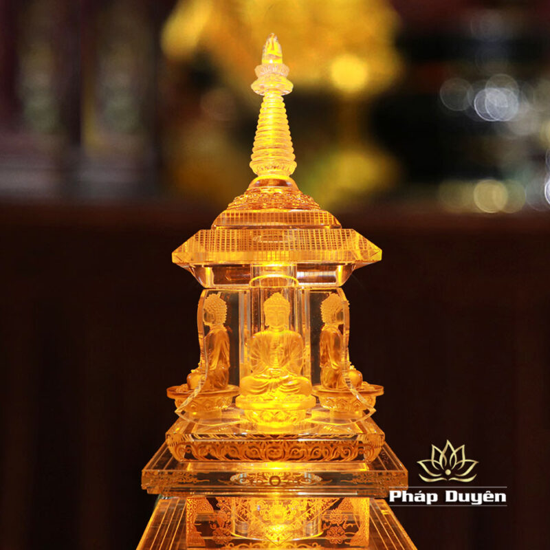 Tháp Xá Lợi Tứ Diện Phật, Thủy Tinh Cao 60cm - Ảnh 4