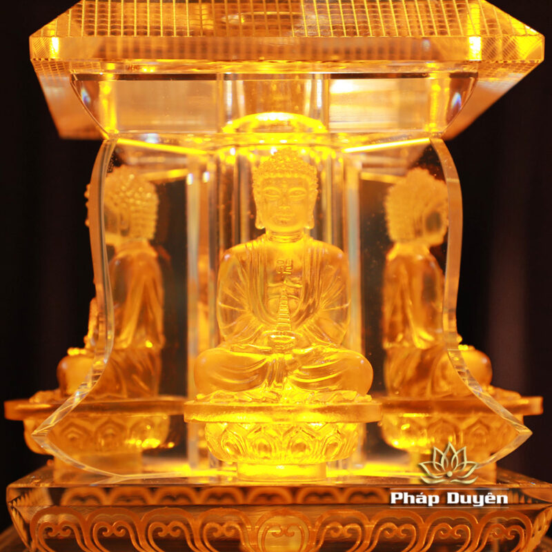 Tháp Xá Lợi Tứ Diện Phật, Thủy Tinh Cao 60cm - Ảnh 6