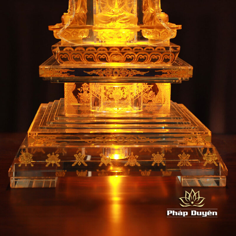 Tháp Xá Lợi Tứ Diện Phật, Thủy Tinh Cao 60cm - Ảnh 7