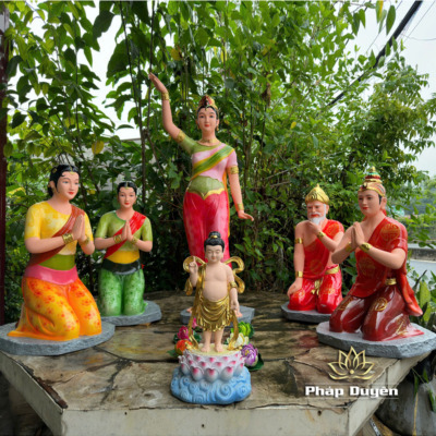 Alternative view of Bộ Tượng Đản Sinh Đức Phật Tại Vườn Lâm Tì Ni, Chất Liệu Composite