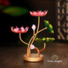 Đế Nến 3 Ngọn Lá Sen Thân Đồng, Cao 21cm - ảnh 1