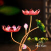 Đế Nến 3 Ngọn Lá Sen Thân Đồng, Cao 21cm - ảnh 2