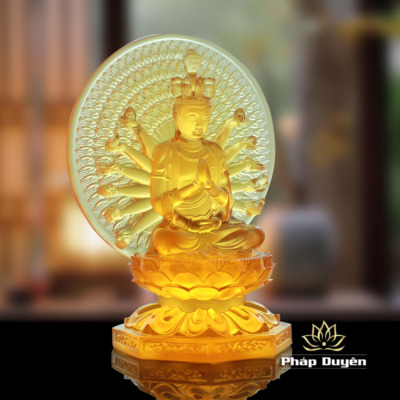 Alternative view of Tượng Thiên Thủ Thiên Nhãn Lưu Ly Hổ Phách, Cao 23cm