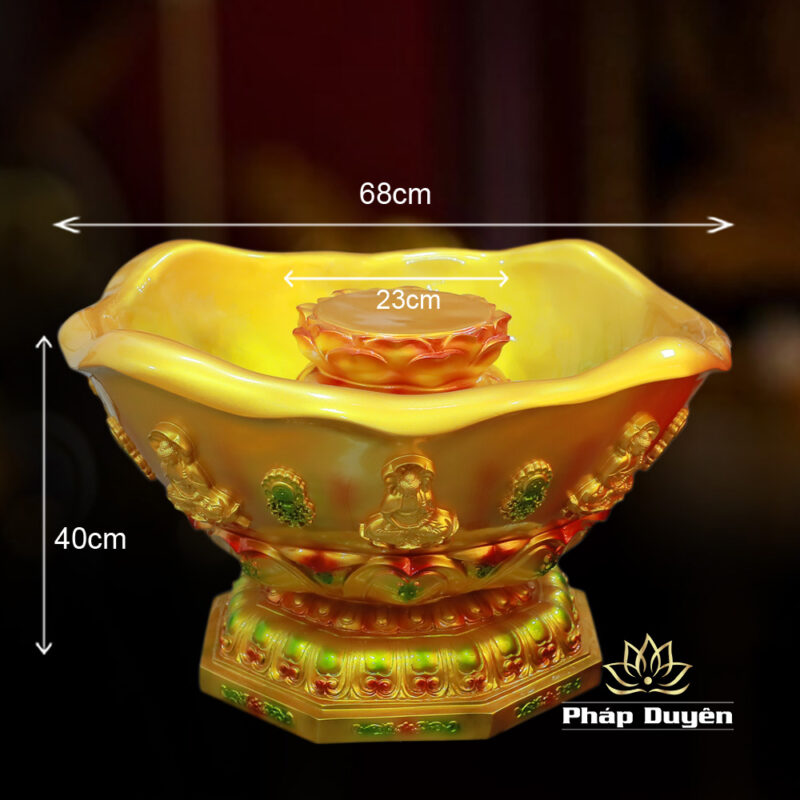 Chậu Tắm Phật Hoa Sen Viền Nổi Size Trung, Chất Liệu Composite (Giá Chưa Bao Gồm Tượng) - Ảnh 7