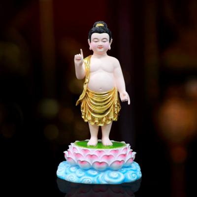 Tượng Phật Đản Sanh Liên Hoa, Chất Liệu Composite Dát Vàng, Cao 70cm