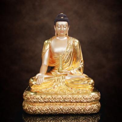 Tượng Dược Sư Ngồi, Đồng Dát Vàng Ấn Bảo, Cao 60cm