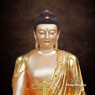 Alternative view of Tượng Dược Sư Ngồi, Đồng Dát Vàng Ấn Bảo, Cao 60cm