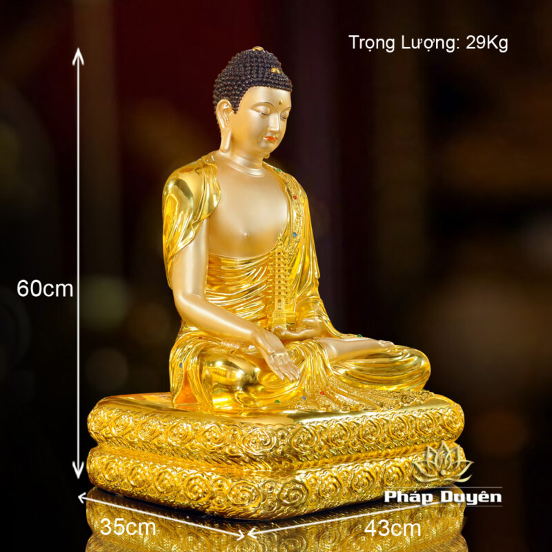 Tượng Dược Sư Ngồi, Đồng Dát Vàng Ấn Bảo, Cao 60cm - Ảnh 8